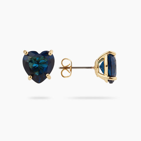 Ocean Blue Heart Diamantine Earrings