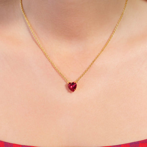 Red Wine Heart Diamantine Necklace