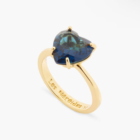 Ocean Blue Heart Diamantine Ring