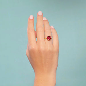 Red Wine Heart Diamantine Ring
