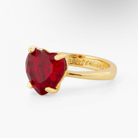 Red Wine Heart Diamantine Ring