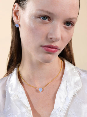 Sky Blue Diamantine Heart Necklace