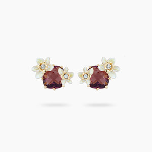 Glass and Vanilla Flower Earrings