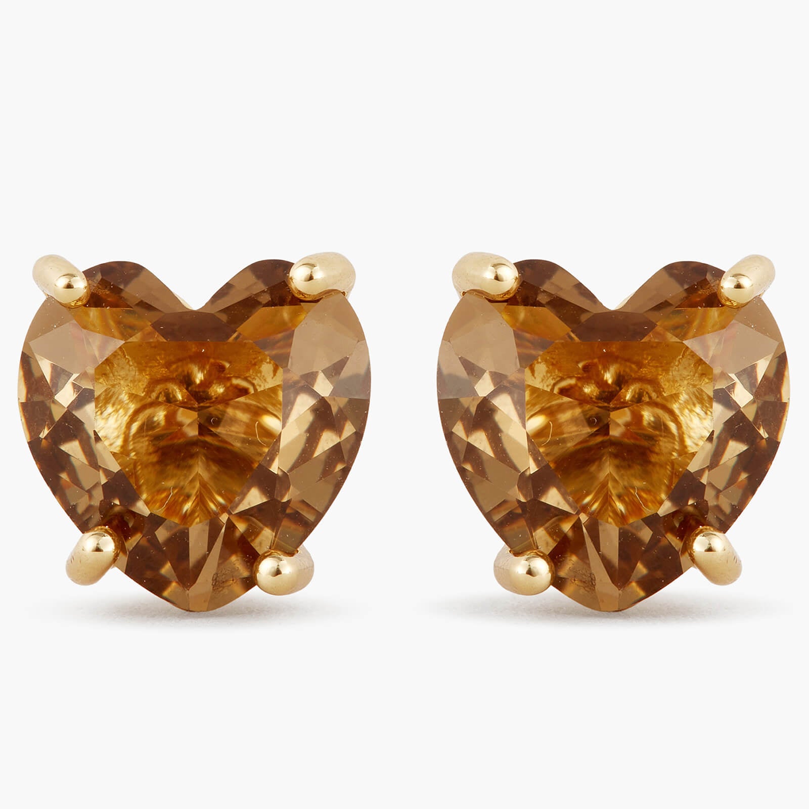 Golden Brown Heart Diamantine Earrings