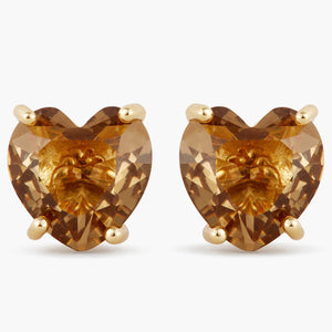 Golden Brown Heart Diamantine Earrings