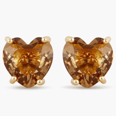 Golden Brown Heart Diamantine Earrings