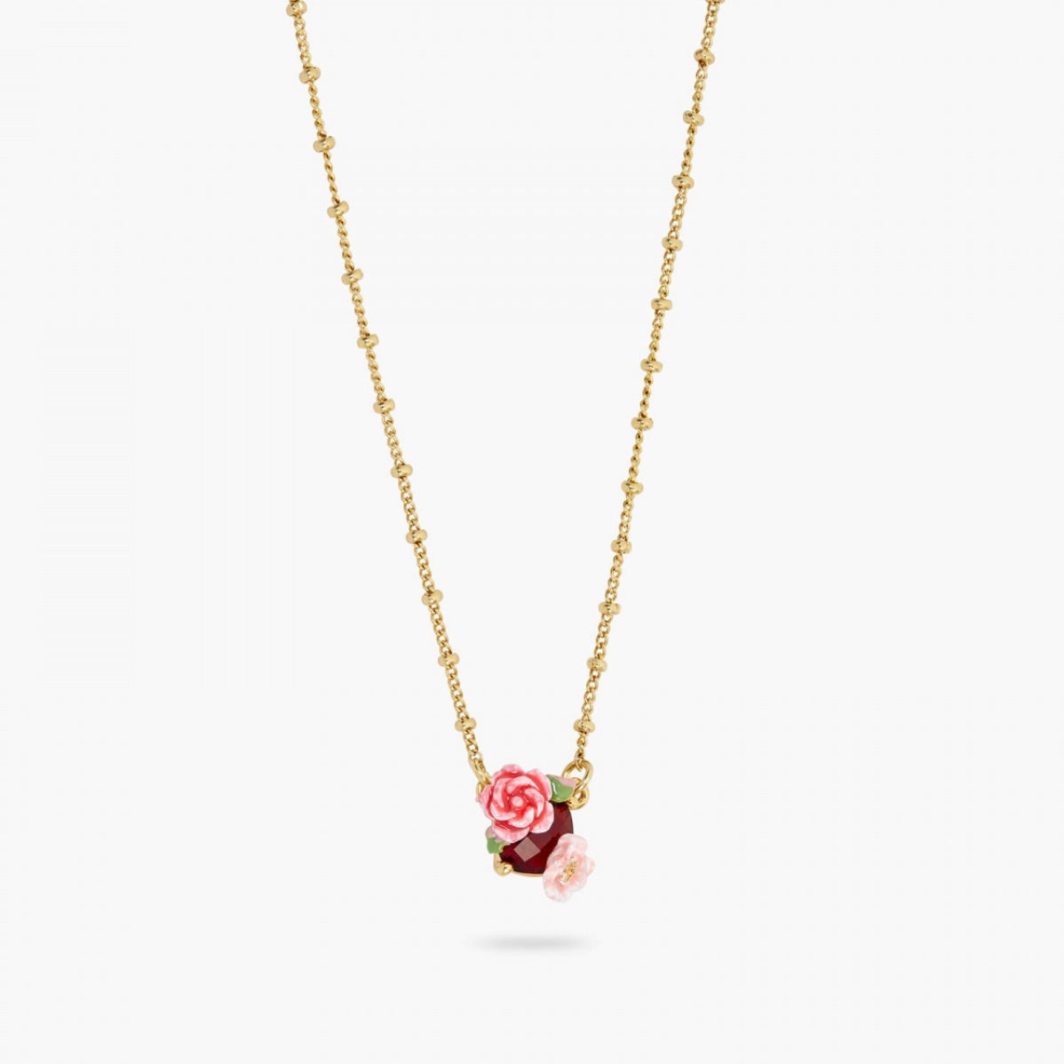 Wild Rose and Red Stone Necklace