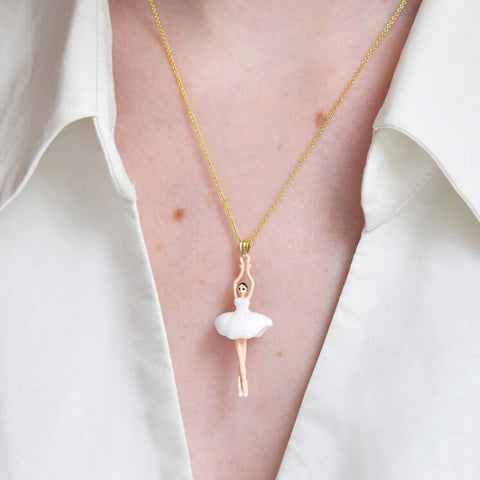 White Pearl Ballerina Necklace