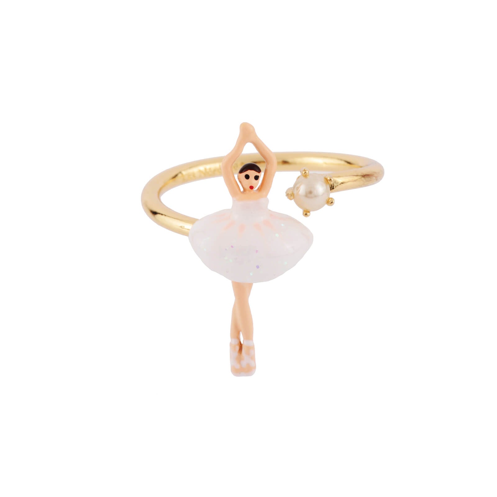 White Mini Ballerina Adjustable Ring