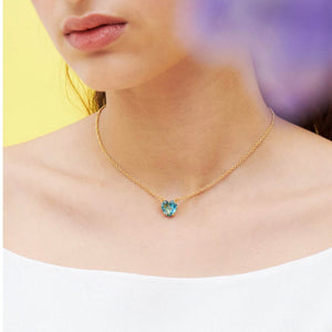 Acqua Stone Heart Diamantine Necklace
