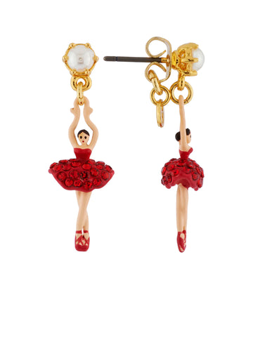 Red Crystal Ballerina Post Earrings