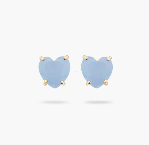Sky Blue Diamantine Heart Post Earrings