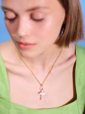 Pale Rose and White Mini Ballerina Necklace