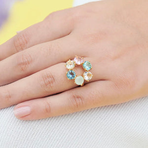 Aqua Stones Diamantine Ring