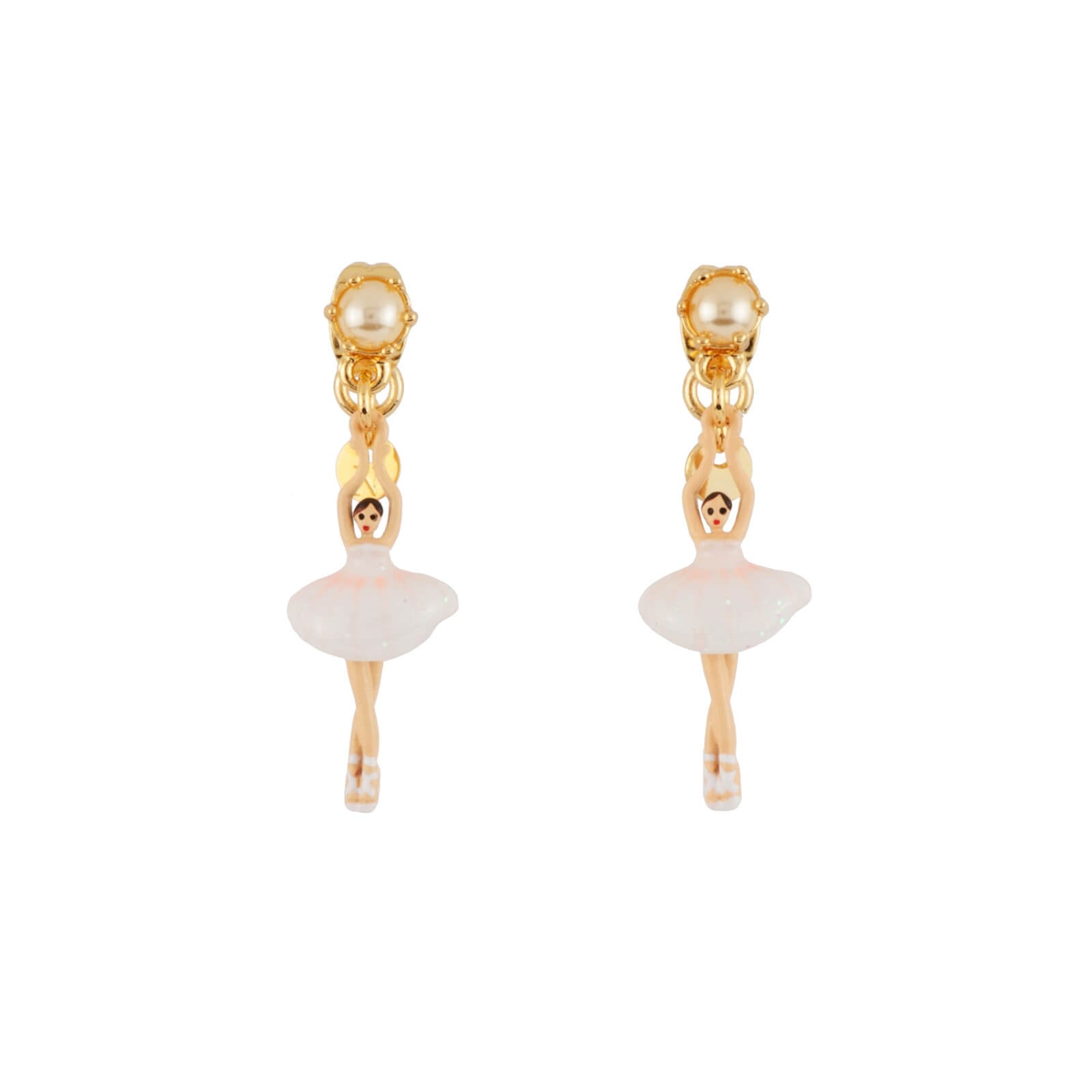 White Pearl Ballerina Earrings